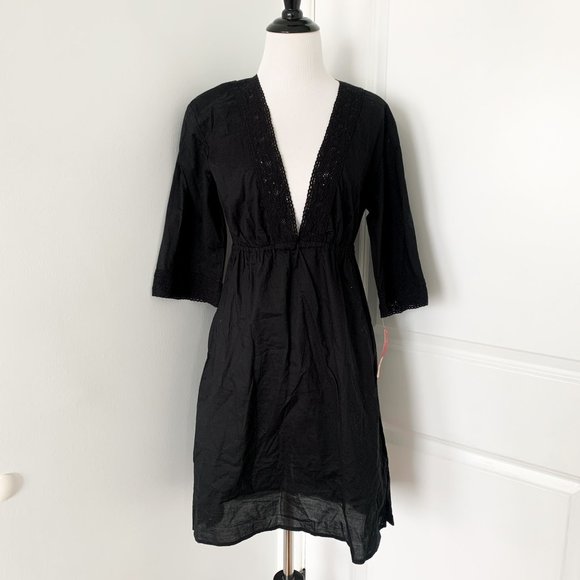Merona Black Lace Trim Beach Coverup - Picture 1 of 4